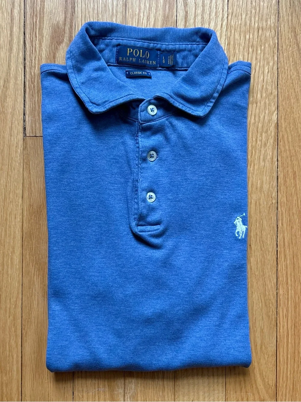Polo Ralph Lauren Mens Short Sleeve Polo Shirt Classic Fit Large Blue Solid